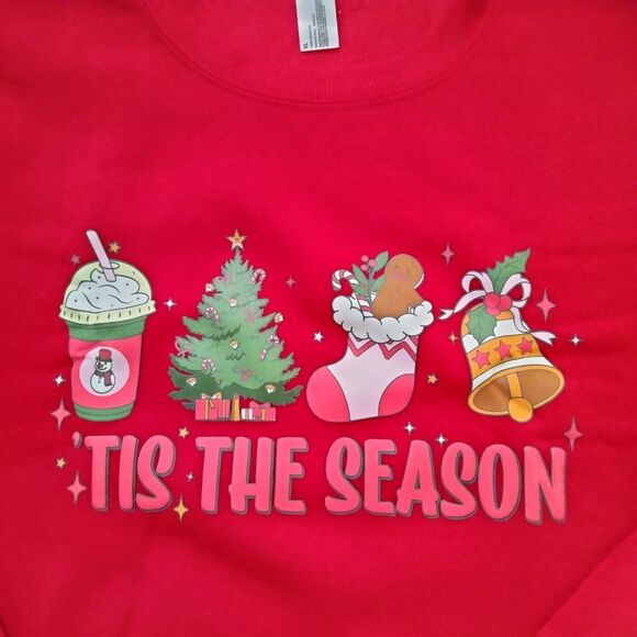 Red 'Tis the Season Sweatshirt Christmas Holidays NEW - Picture 2 of 5